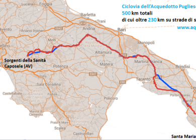 Tracciato della Ciclovia dell'Acquedotto Pugliese 