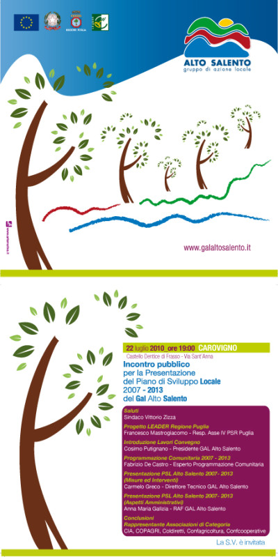 Incontro di presentazione PSL Gal Alto Salento - Invito Incontro di presentazione PSL Gal Alto Salento - Invito