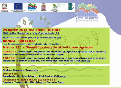 Convegno Divulgativo Bando Mis. 311 az. 1 e 4 Convegno Divulgativo Bando Mis. 311 az. 1 e 4