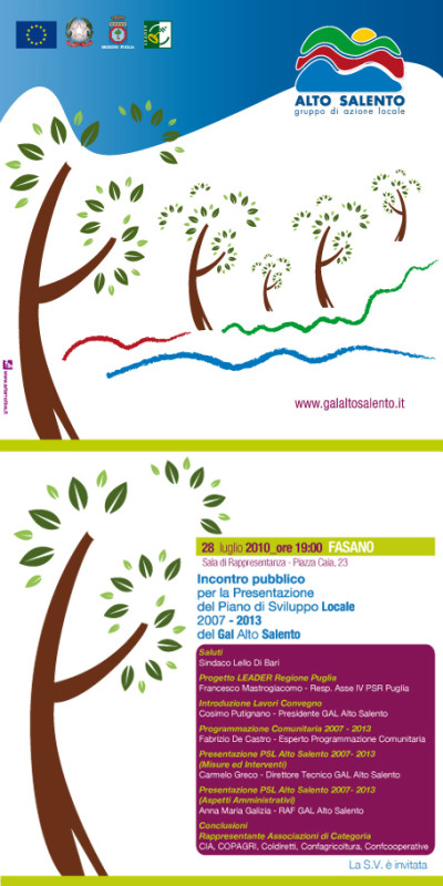 Incontro Pubblico di presentazione PSL- Comune di Fasano-Invito Incontro Pubblico di presentazione PSL- Comune di Fasano-Invito